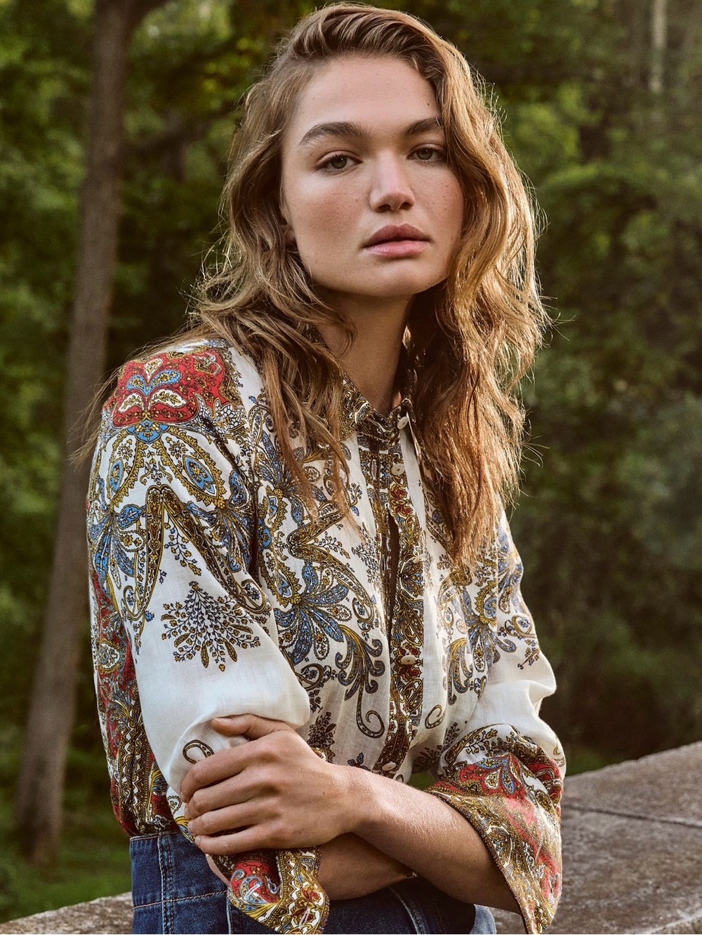 Veronica Beard Maryam Paisley Floral Print Linen Button Front Blouse NWOT Size:6